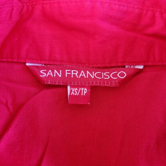 San Francisco Y2K Pink Sleeveless 90's Cotton Blend Collared Button Blouse Shirt - Picture 2 of 7